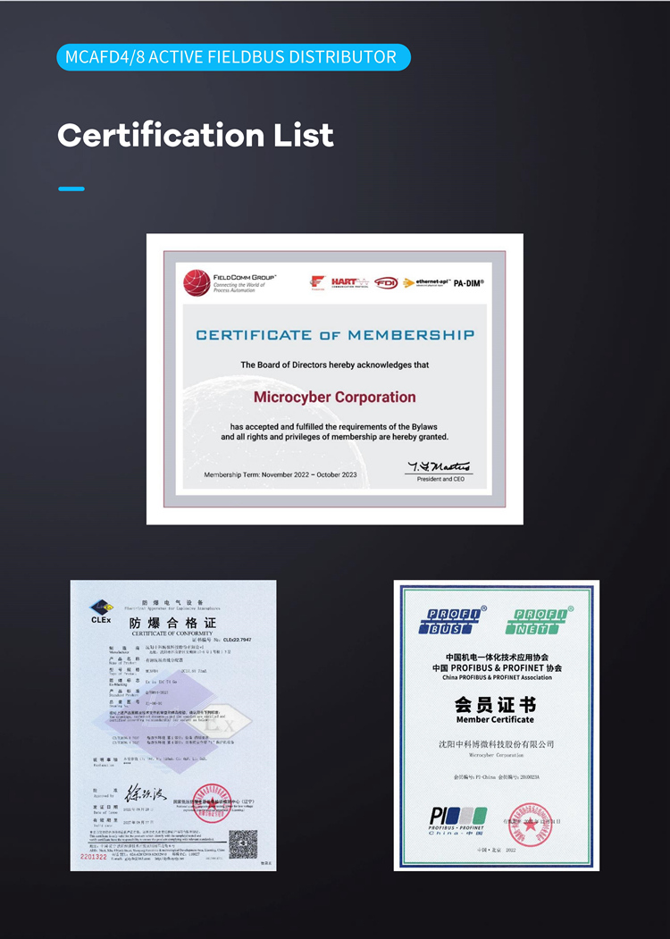 fieldbus certificate